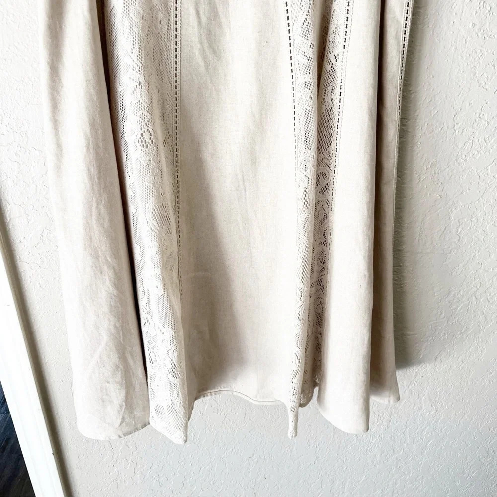 Vintage Skirt Petite Large PL 90s 2000s Linen Lace Maxi Coastal Ethereal Modest - Picture 5 of 8